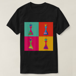 Bunte Pop-Art-Schachkönigin T-Shirt