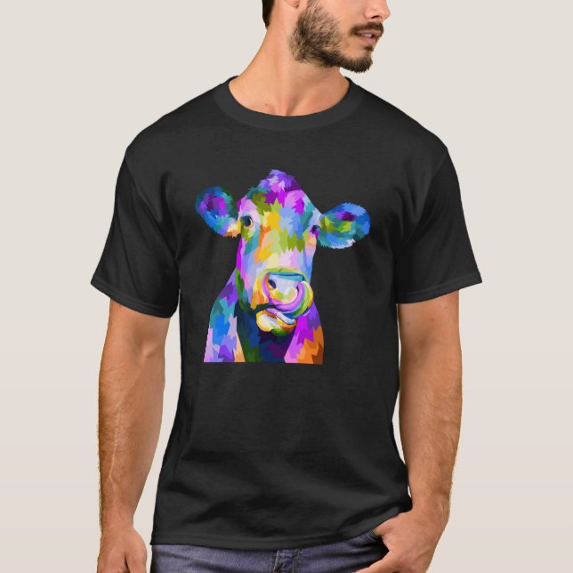 Bunte Pop Kuh T-Shirt (Vorderseite)