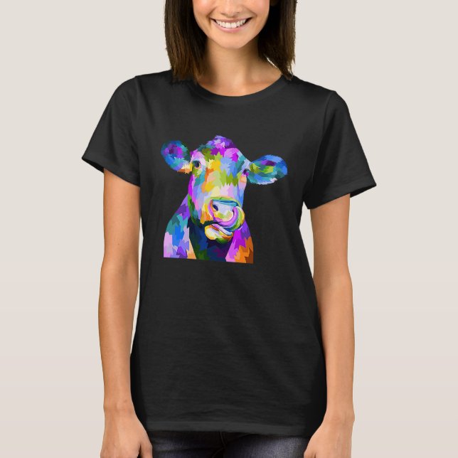 Bunte Pop Kuh T-Shirt (Vorderseite)