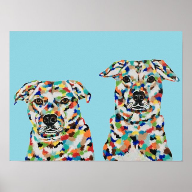 Bunte Poster von Hundegeschwistern (Vorne)