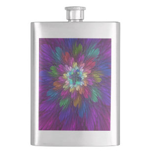 Bunte psychedelische Blumen-Abstract-Fraktal-Kunst Flachmann