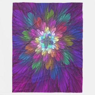 Bunte psychedelische Blumen-Abstract-Fraktal-Kunst Fleecedecke