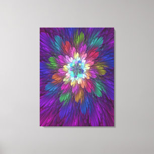 Bunte psychedelische Blumen-Abstract-Fraktal-Kunst Leinwanddruck