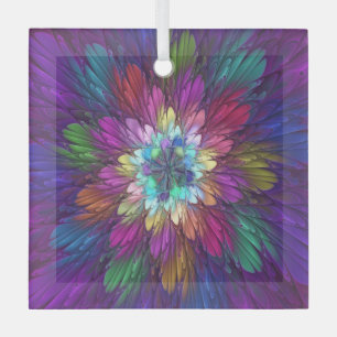 Bunte psychedelische Blumen-Abstract-Fraktal-Kunst Ornament Aus Glas