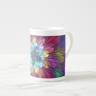 Bunte psychedelische Blumen-Abstract-Fraktal-Kunst Prozellantasse
