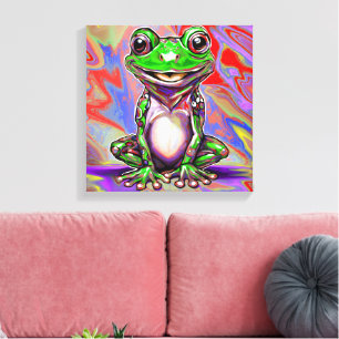 Bunte psychedelische Graffiti-Wirbel-Frosch Leinwanddruck