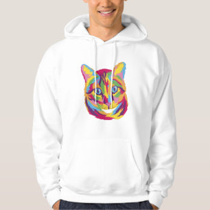 Bunte psychedelische Katzen-Gesicht im Pop-Art-Sti Hoodie