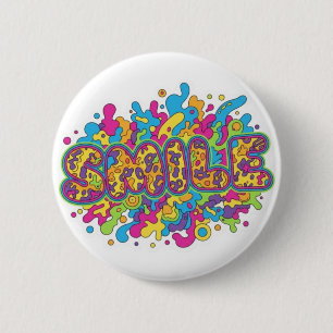 Bunte psychedelische SMILE-Typografie-Kunst Button