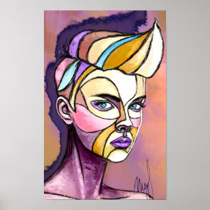 Bunte Punk-Frau Poster