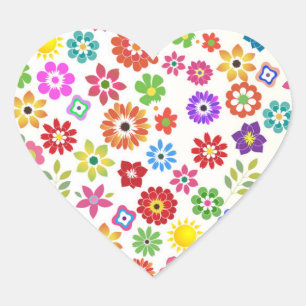 Bunte Regenbogen-Blume irgendeine Gelegenheit Herz-Aufkleber
