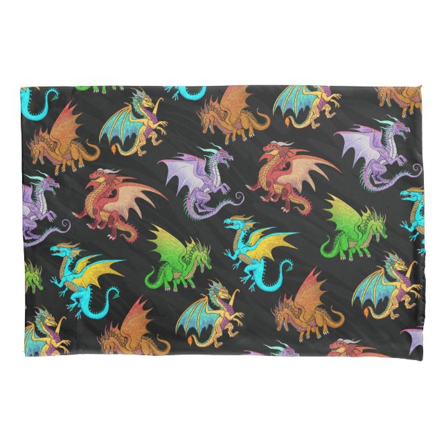 Bunte Regenbogen-Drache-Schule Kissenbezug (Vorderseite)