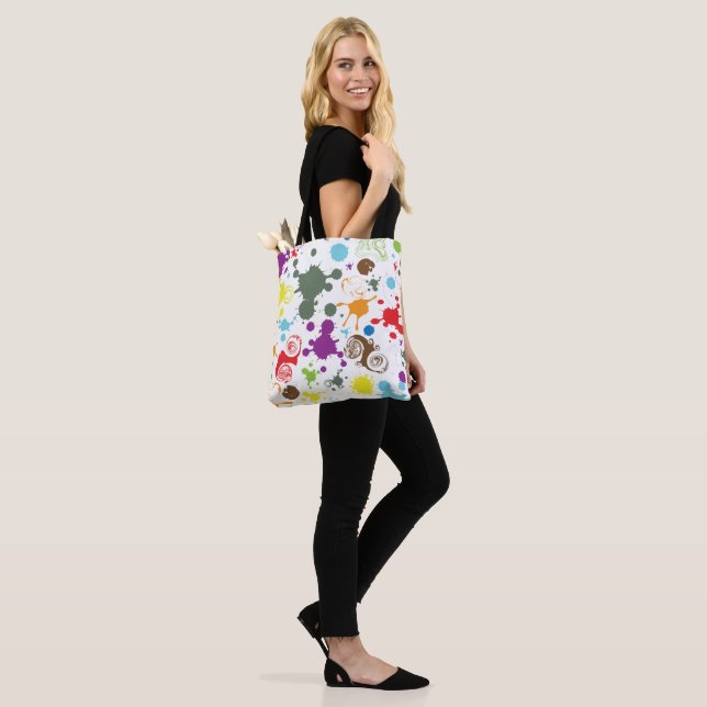 Bunte Regenbogen-Farbspritzer-Everyday-Tasche Tasche (Am Model)