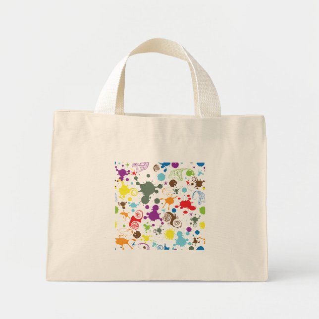 Bunte Regenbogen-Farbspritzer-Kunst-Tragetasche Mini Stoffbeutel (Vorne)