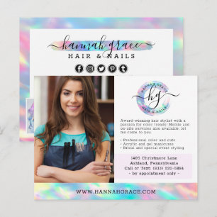 Bunte Regenbogen-Haare Nägel Geschäft Marketing Fo Postkarte