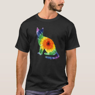 Bunte Regenbogen-Kätzchen-Hippie-Katze Tie Dye T-Shirt