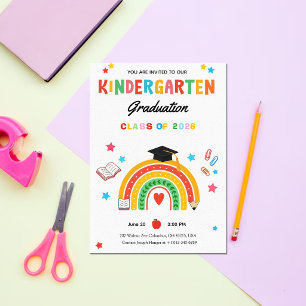 Bunte Regenbogen Kindergarten Abschluss Einladung