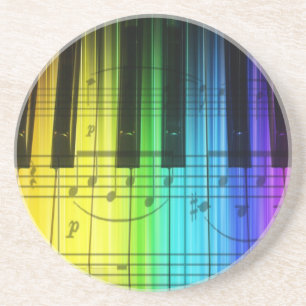 Bunte Regenbogen-Klavier-Tastatur Sandstein Untersetzer