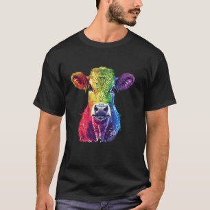 Bunte Regenbogen-Kuh Bauernhof Tier Bauer Illustra T-Shirt