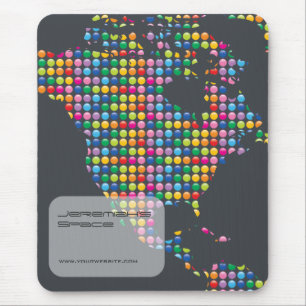 Bunte Regenbogen-Mosaikpunkte Amerika Karte Modern Mousepad