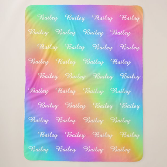 Bunte Regenbogen-Namen-Decke für Kinder Sherpadecke (Vorderseite)