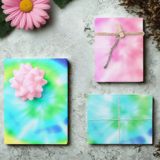 Bunte Regenbogen-Tie-Dye-Geschenkpapierbögen Geschenkpapier Set
