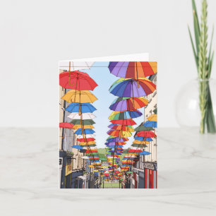Bunte Regenschirme Grußkarte Karte