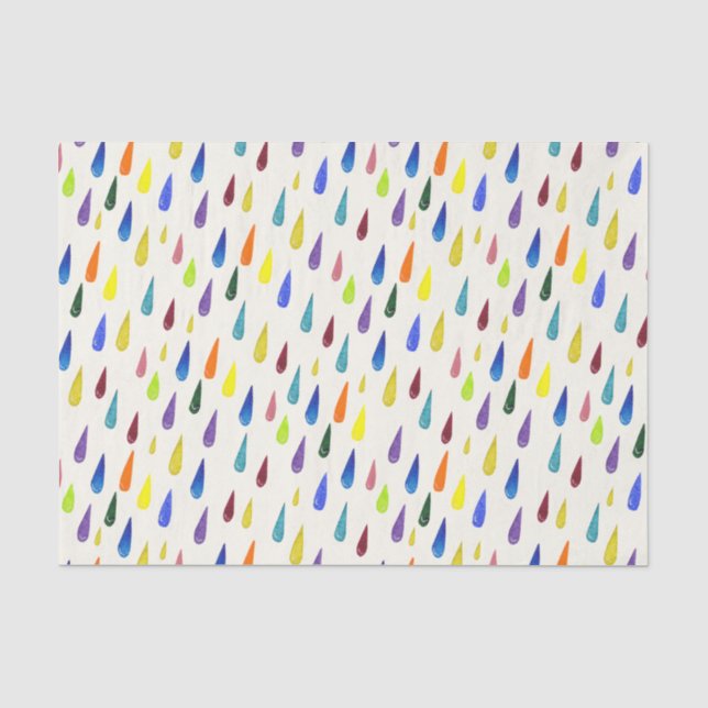 Bunte Regentropfen. Regentropfenmuster Seidenpapier (Vorderseite)