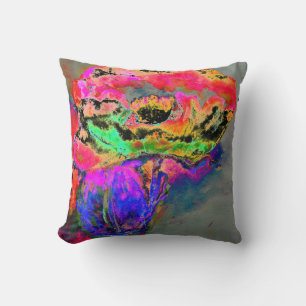 Bunte retro abstrakte Mohnblume Aquarell Kissen
