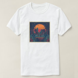Bunte Retro-Futuristische Doodle-Style-Skyline T-Shirt