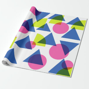 Bunte Retro geometrische Neonformen 90s Geschenkpapier