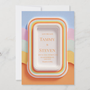 Bunte Retro-Gummibonbons 3D-Rahmen Hochzeit Einladung