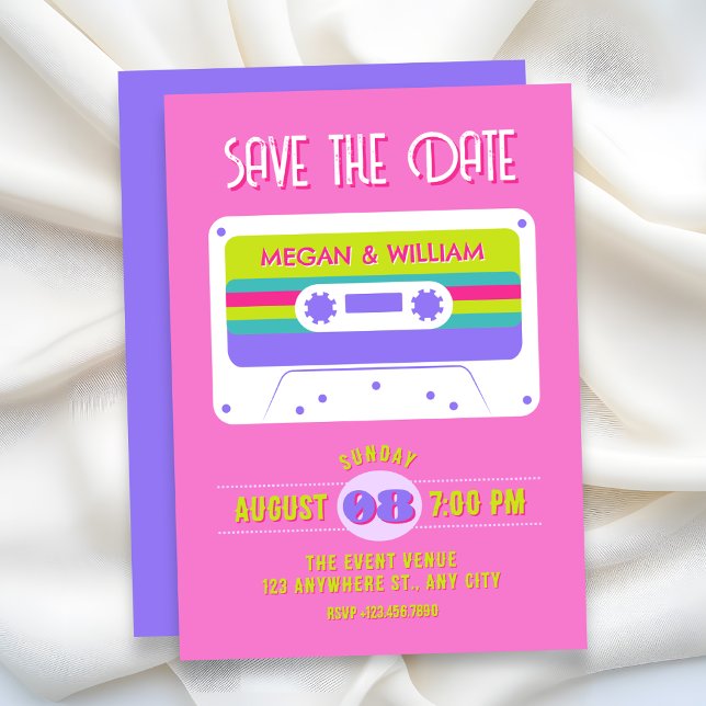 Bunte Retro-Kassette Save The Date (Von Creator hochgeladen)