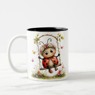Bunte Retro-Marienkäfer-Kaffeetasse Vintage-Mug Zweifarbige Tasse