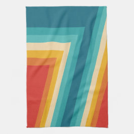 Bunte Retro Streifen - 70er-80er Entwurf Geschirrtuch