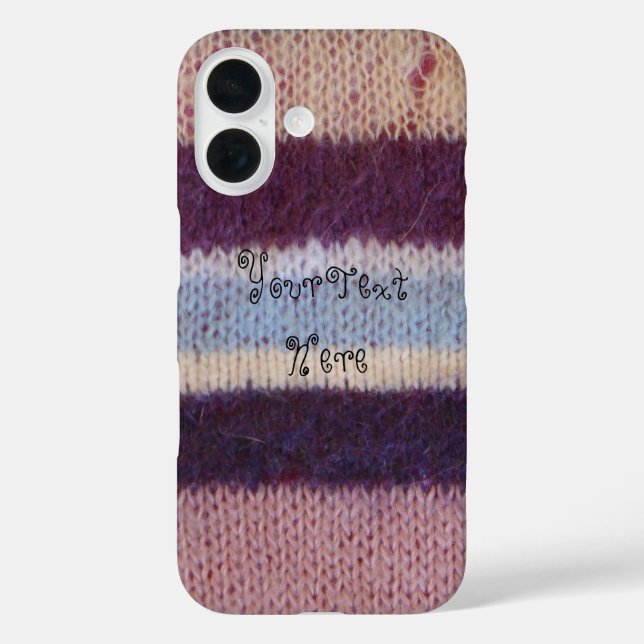 bunte Retro-Stripes aus Strickwaren aus Gewirken iPhone 16 Hülle (Rückseite)