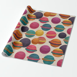 Bunte Retro-Süßigkeiten-Planet-Muster-Wrap-Papier Geschenkpapier