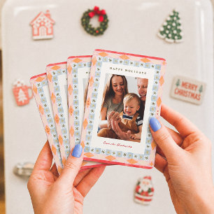 Bunte Retro-Weihnachtsfamilienfoto Magnet
