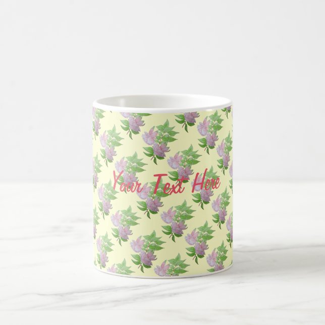 bunte rosa Blume mit Blättern hübsch Kaffeetasse (Mittel)