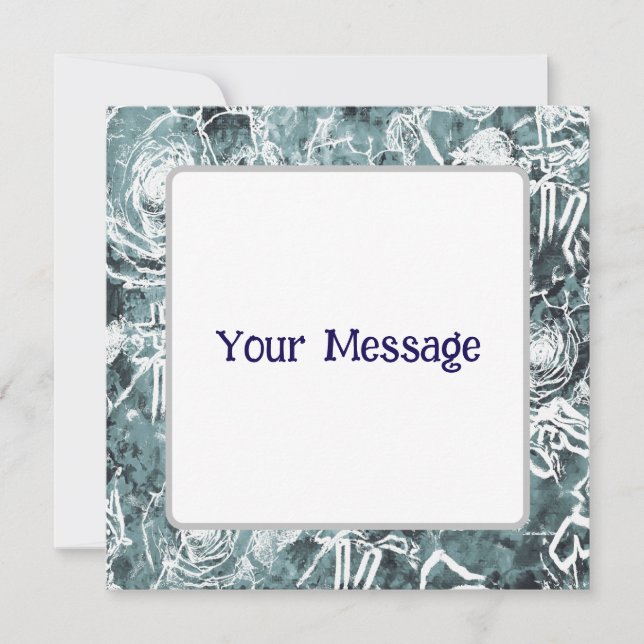 Bunte Rose/dunkel Aquamarin Einladung (Vorderseite)