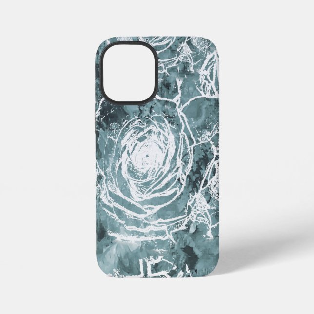 Bunte Rose/dunkel Aquamarin iPhone 12 Mini Hülle (Rückseite)