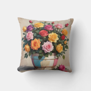 Bunte Rosenbouquet Kissen