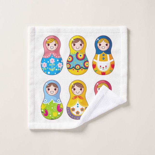 Bunte Russe Matreshka Puppen Waschlappen (Waschlappen)