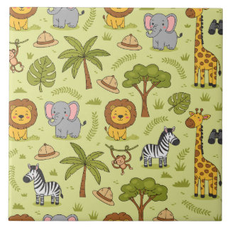 Bunte Safari-Tier Muster Keramikfliese