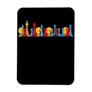 Bunte Schachfiguren denken intelligentes Geschenk Magnet