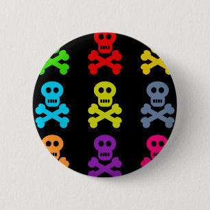 Bunte Schädel Button