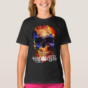 BUNTE SCHÄDEL SKELETT GLÜCKLICHES HALLOWEEN KLEIDU T-Shirt