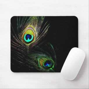Bunte Schicke Pfauenfedern Moderne Fotografie Mousepad