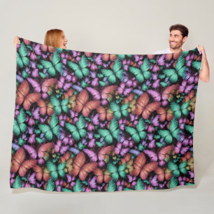 Bunte Schmetterlinge Druck Fleecedecke