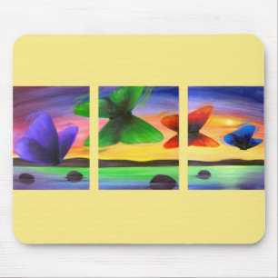 Bunte Schmetterlings-Malerei - multi Mousepad