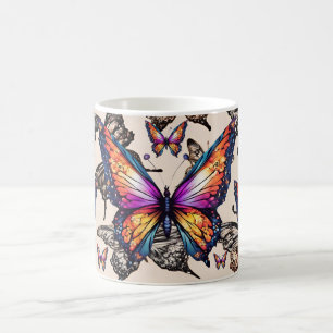 Bunte Schmetterlingskunst mit lebendigen Flügeln N Kaffeetasse